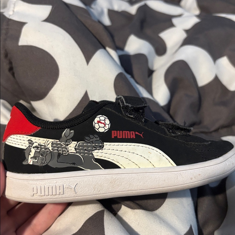 Puma Black Sneakers with White and Red Details